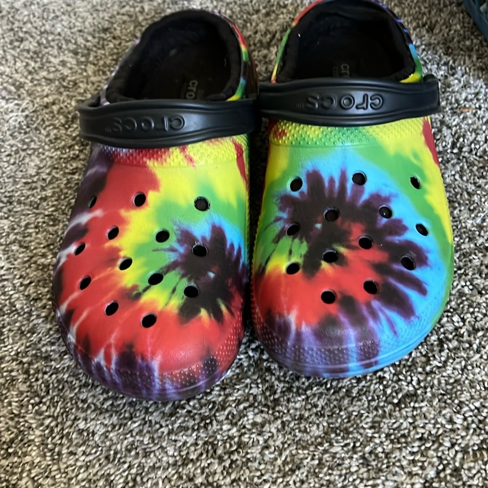 Lined Rainbow Crocs